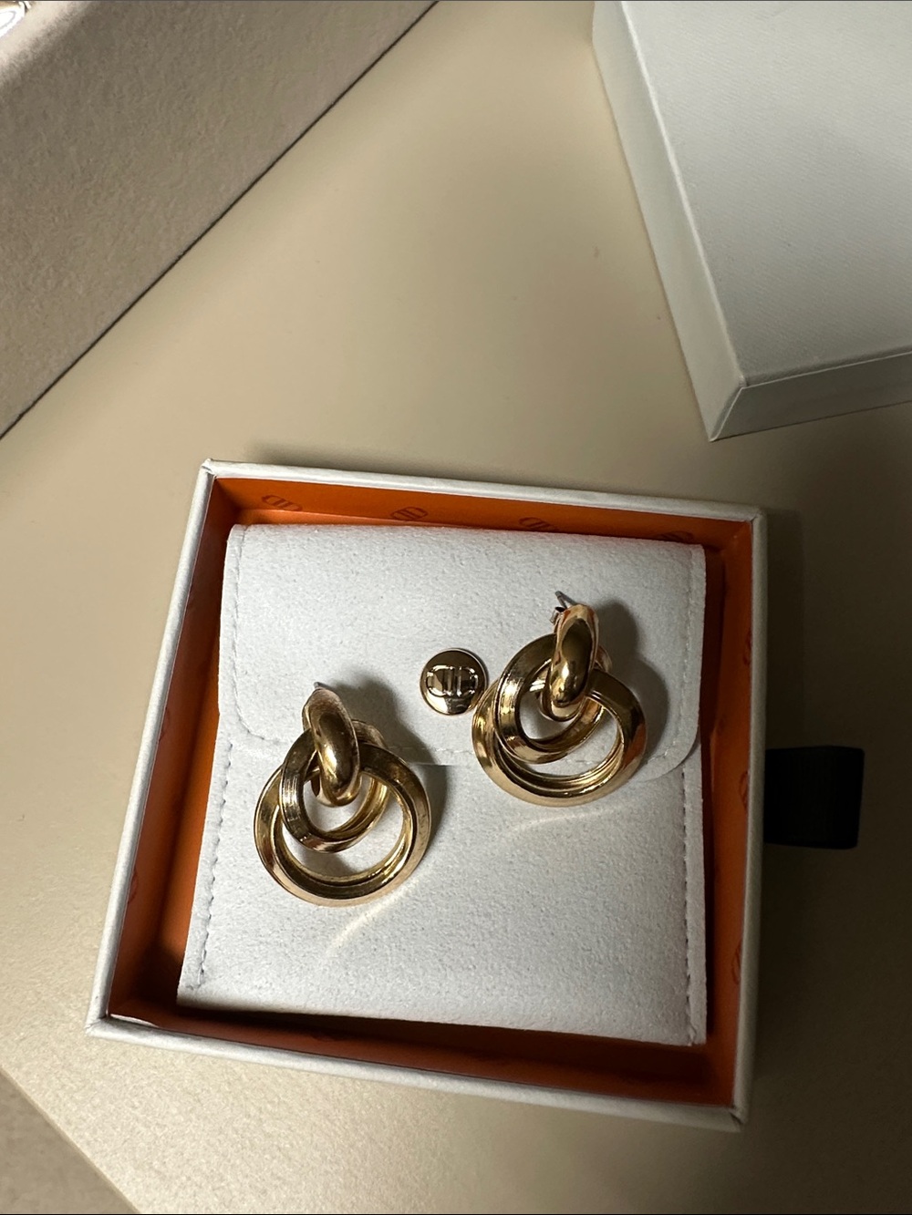 Gold Tone Interlocking Drop Earrings - Women Jewelry